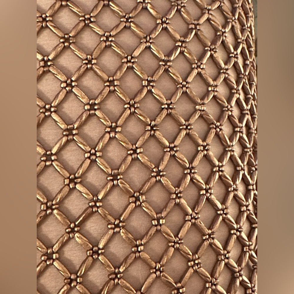 Pier 1 Imports Pillow Set Metallic Bronze Gold Beaded Rectangular Lattice - Picture 2 of 6